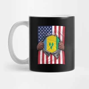 St Vincent And The Grenadines Flag American Flag Ripped - Gift for Saint Vincentian From St Vincent And The Grenadines Mug